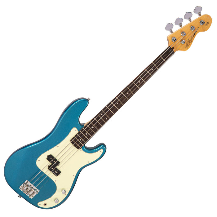 Vintage V40 Coaster Series Bass Guitar ~ Candy Apple Blue - Westmount Music