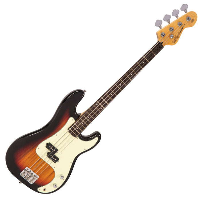 Vintage V40 Coaster Series Bass Guitar ~ 3 Tone Sunburst - Westmount Music