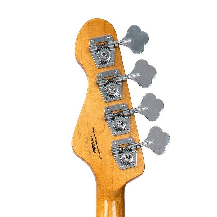 Vintage V4 ReIssued Bass Guitar ~ Rocker Black / Mirror Scratchplate - Westmount Music